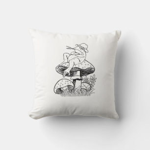 Coussin Esthétique Cottagecore Grenouille Champignon Crapa