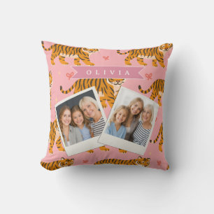Coussin esthétique personnalisée rose tigre chic branchée