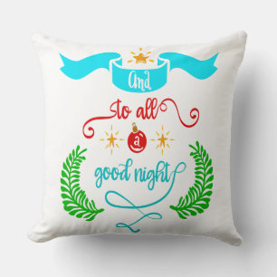 Coussin Et À Tous Bonne Nuit Noël, Typographie, ZSG