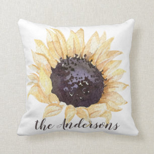 Coussin Et Brown carreau personnalisé par tournesol jaune