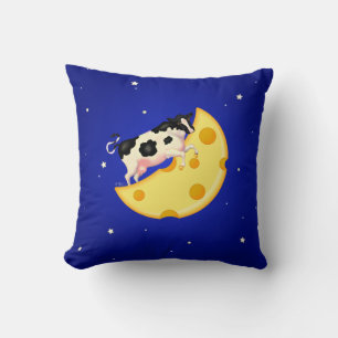 Coussin Et la vache s'est cognée sur la lune au fromage