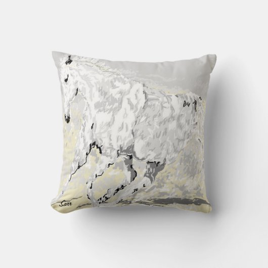 Coussin Étalon blanc sauvage de l'oreiller (Recto)