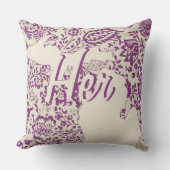 Coussin État de la mariée Michigan Floral violet et beige (Recto)