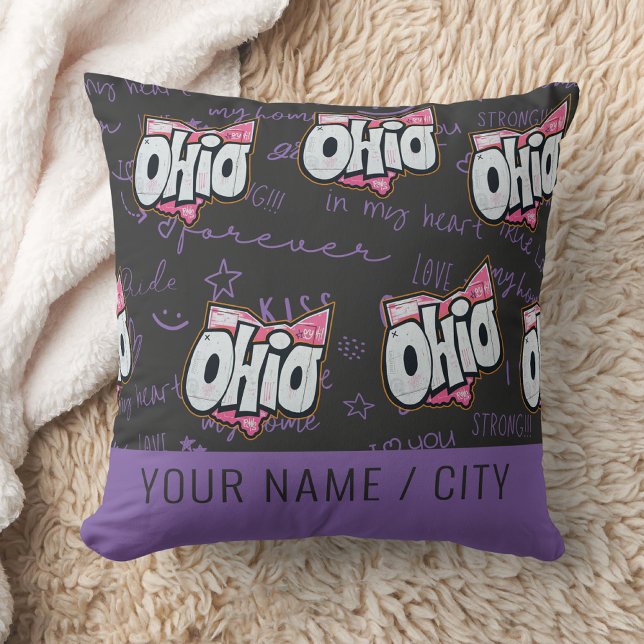 Coussin État de l'Ohio 90s graffiti décoration maison (Créateur téléchargé)