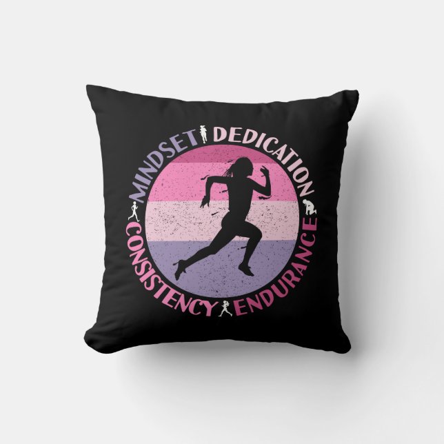 Coussin État d'esprit de course - Citation d'endurance de  (Recto)