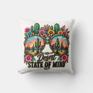 Coussin État d'esprit du désert boho Cactus Coucher de sol