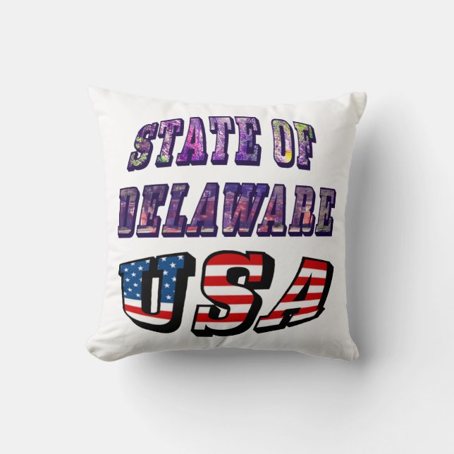 Coussin Etat du Delaware USA Photo & Flag Text (Recto)