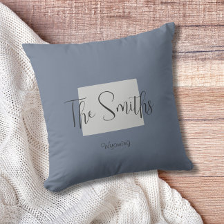 Coussin État du Wyoming Plan Nom de famille Jeu d'oreiller