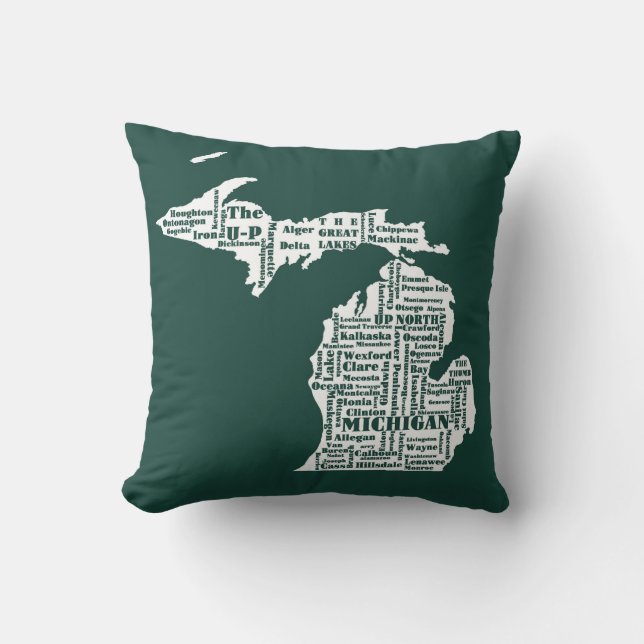 Coussin État vert des villes du Michigan (Recto)