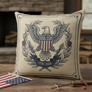 Coussin États-Unis 250 Aigle patriotique motif héritage Cr