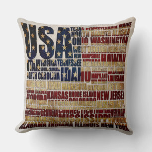 Coussin États-Unis et leurs États fédéraux en étoiles et b