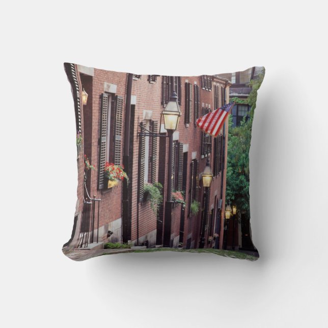 Coussin États-Unis, Massachusetts, Boston, Maisons le long (Recto)