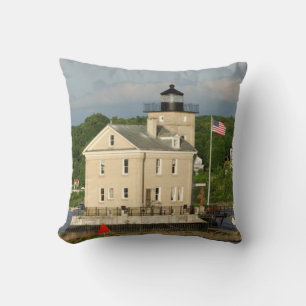 Coussin États-Unis, New York, Kingston, Hudson River. Rond