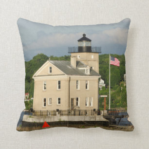 Coussin États-Unis, New York, Kingston, Hudson River. Rond