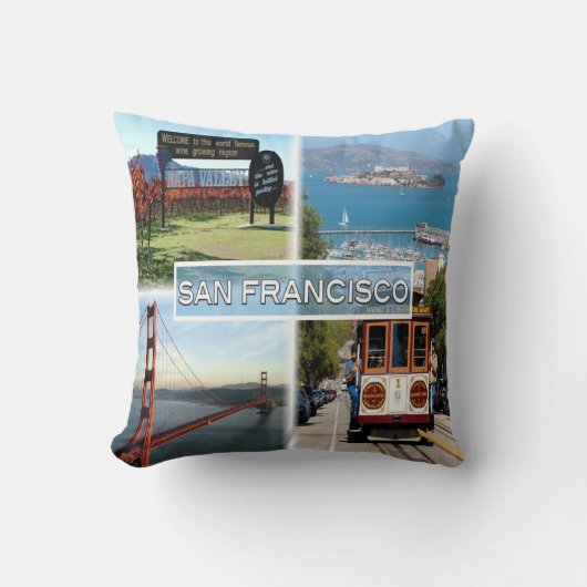 Coussin États-Unis San Francisco - Napa Valley Golden Gate (Recto)