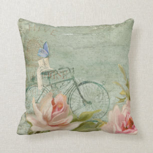 Coussin Été au cottage - bicyclette des roses n de porch