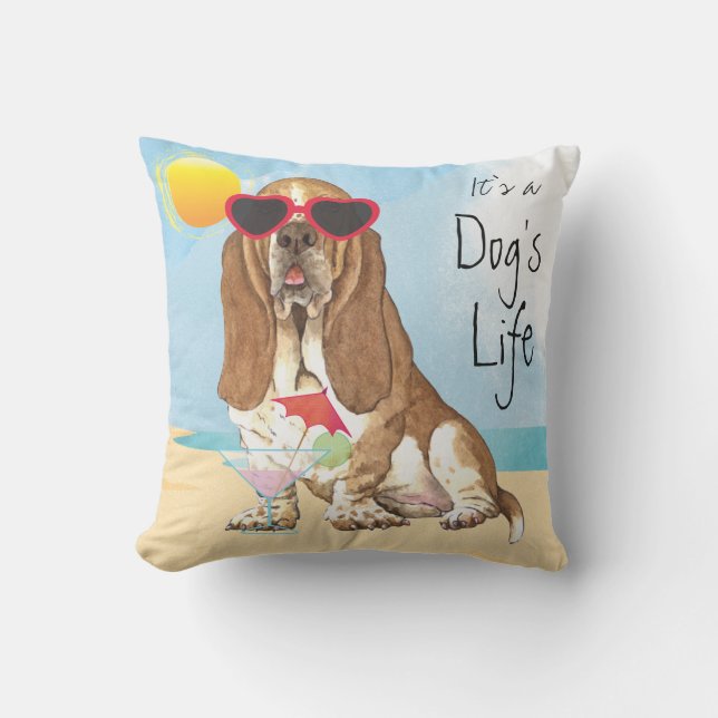 Coussin Été Basset Hound (Recto)