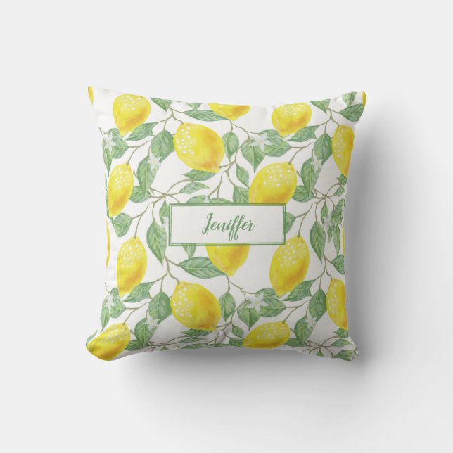 Coussin Été jaune citron doux. (Recto)