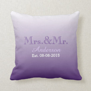 Coussin été lilac ombre violet mariage m. et mme