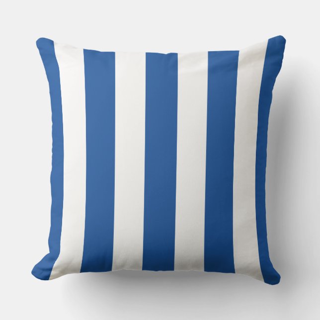 Coussin Été nautique bleu et blanc rayé (Recto)