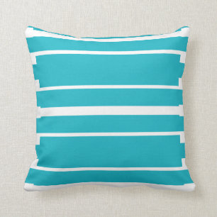 Coussin Été nautique de turquoise et de rayure blanche