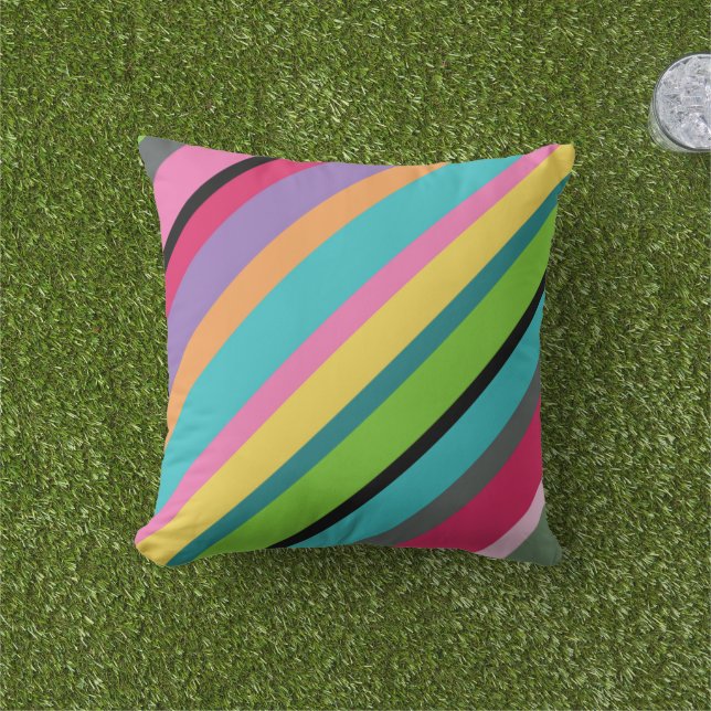 Coussin Été Rayures Diagonales Jeu d'oreiller (Herbe)