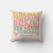 Coussin Été Super Rétro Monogramme rose Nom Bagage (Recto)