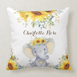 Coussin Été Tournesol Eléphant Peanut Baby Girl Nursery