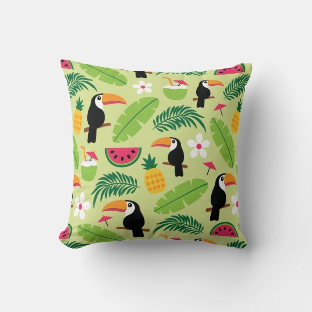 Coussin Été tropical du Toucan (Recto)