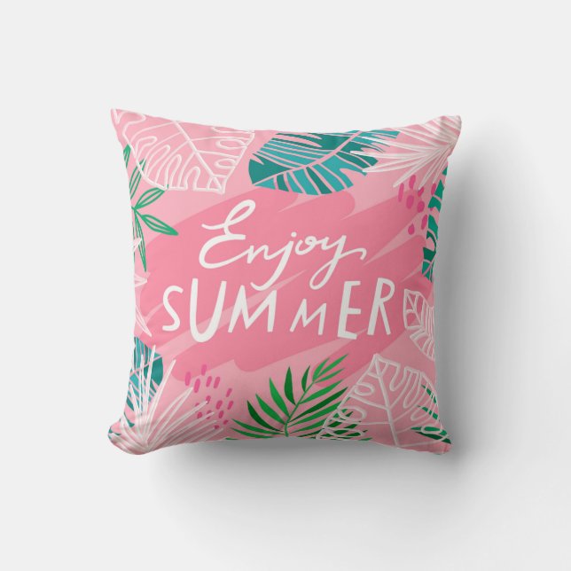 Coussin Été tropique vintage branché. Lettering profiter s (Recto)