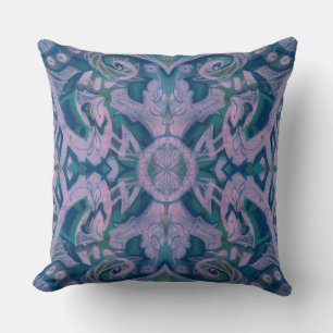 Coussin Été Twilight abstrait motif floral bleu lilac