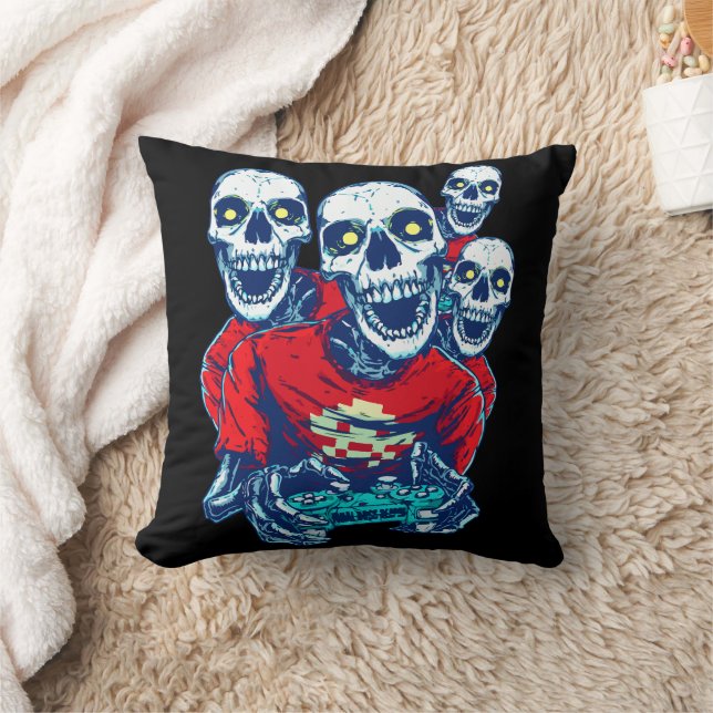 Coussin Eternal Gaming Brotherhood : Le Red Gamer Skeleton (Couverture)