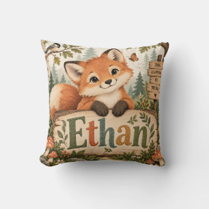 Coussin Ethan Cute Renard de la Forêt Personnalisé Enfants