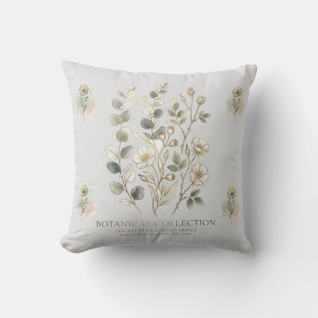 Coussin Ethereal Gold & Sage Botanical Collection (Recto)