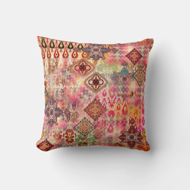 Coussin Ethnic Digital Abstrait Motif sans fil (Recto)