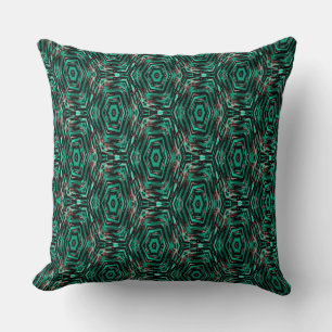 Coussin Ethnique, noire et turquoise.