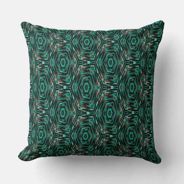 Coussin Ethnique, noire et turquoise. (Recto)