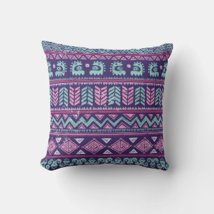 Coussin Ethnique Tribale : Motif coloré sans couture.