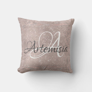 Coussin Étincelle grise de gris d'or initial nommé de ro