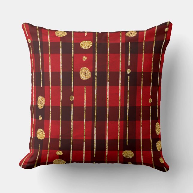 Coussin Étincelle Plaid & Gold Holiday (Recto)