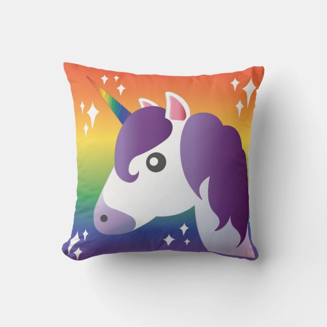 Coussin Étincelle pourpre d'Emoji de licorne avec le (Recto)