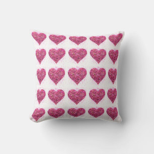 Coussin Étincelle rose parties scintillant coeur amour