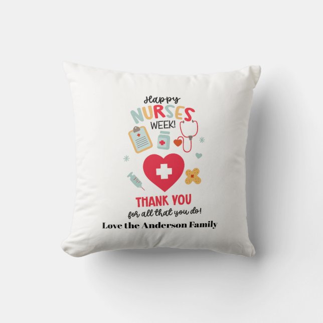 Coussin Étiquette de cadeau d'appréciation pour INFIRMIÈRE (Recto)