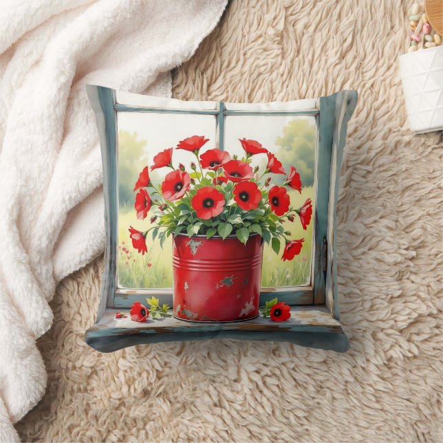 Coussin Étiquette de café rouge des papilles rouges (Couverture)