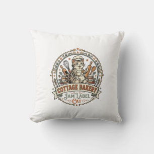 Coussin Étiquette de confiture de la boulangerie de cottag