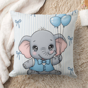 Coussin Étiquette de douche Bienvenue Bébé Éléphant Garçon