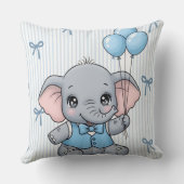 Coussin Étiquette de douche Bienvenue Bébé Éléphant Garçon (Verso)