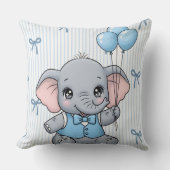 Coussin Étiquette de douche Bienvenue Bébé Éléphant Garçon (Recto)