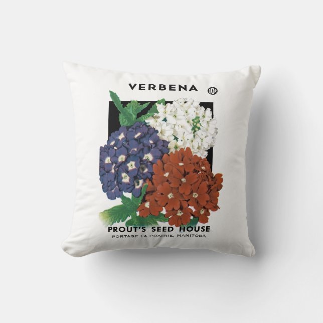 Coussin Étiquette de paquets de semences Verbena (Recto)
