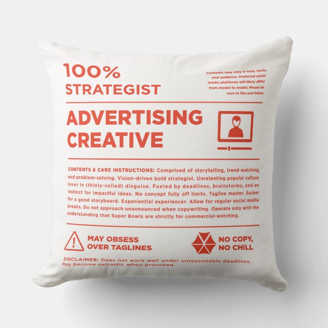 Coussin Étiquette de soin de la publicité MGC de Kean (Recto)